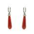 Orecchini pendenti con gocce di corallo rosso ct 5,40 diamanti ct 0,06 G-VS1