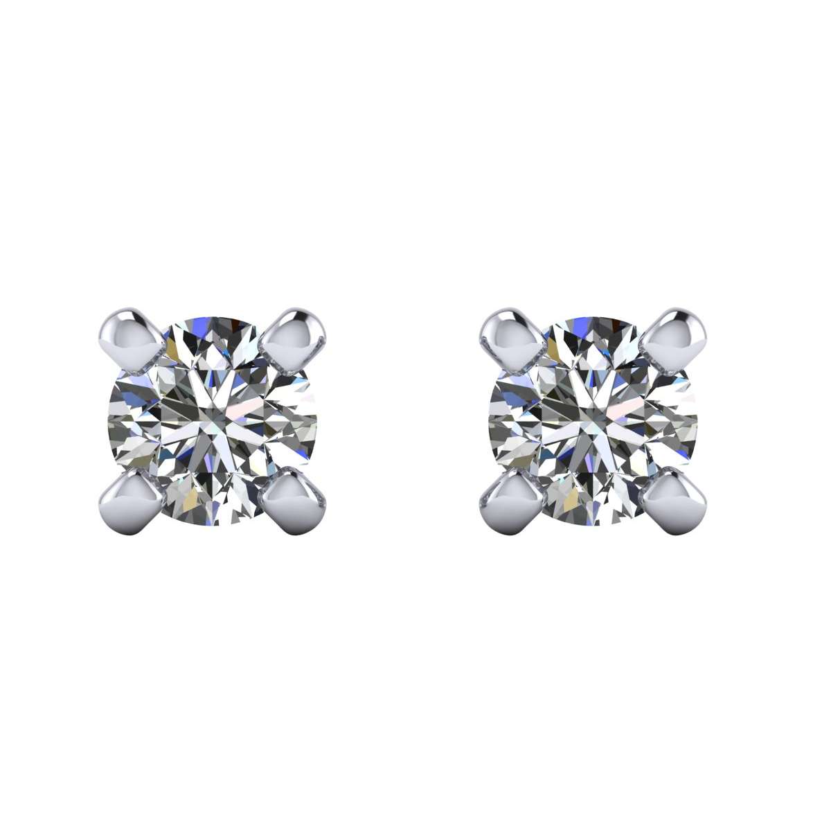 White gold four prong solitaire earrings certified diamond carats 0.60 D-IF