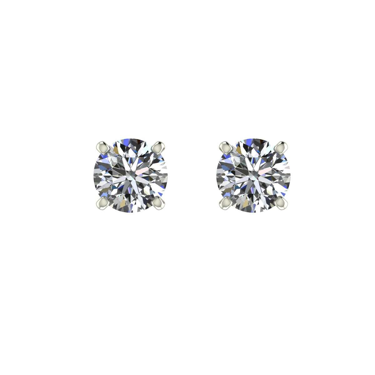 White gold four prong solitaire earrings certified diamond carats 0.60 D-IF