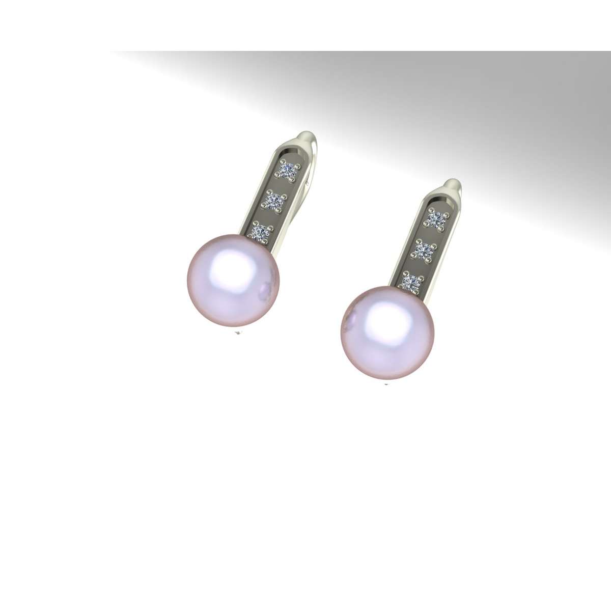 Orecchini a spillone con perle e diamanti ct. 0.01 g-vs1