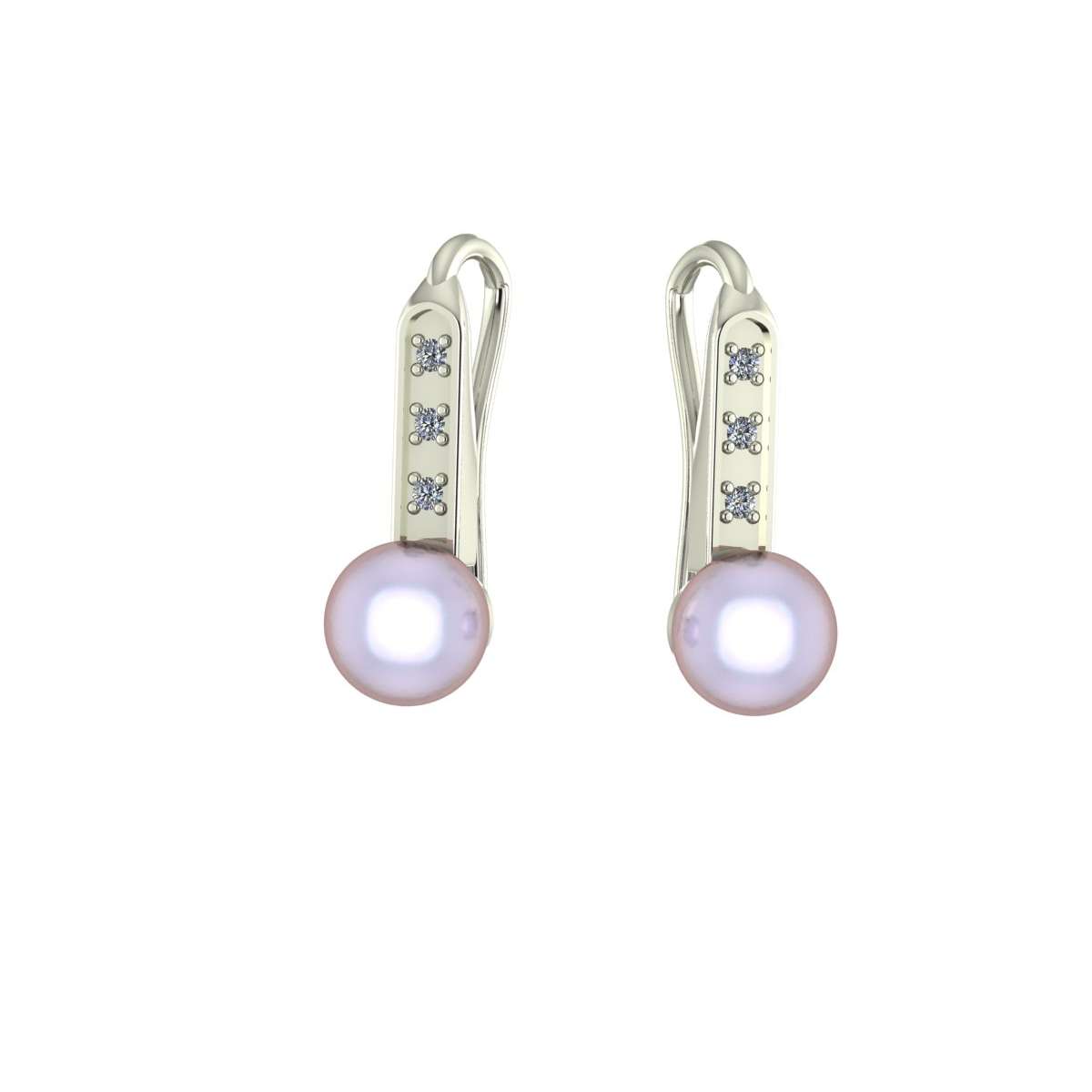 Small earrings with pearls and diamonds ct. 0.01 g-vs1