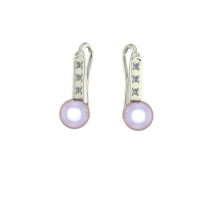 Small earrings with pearls and diamonds ct. 0.01 g-vs1