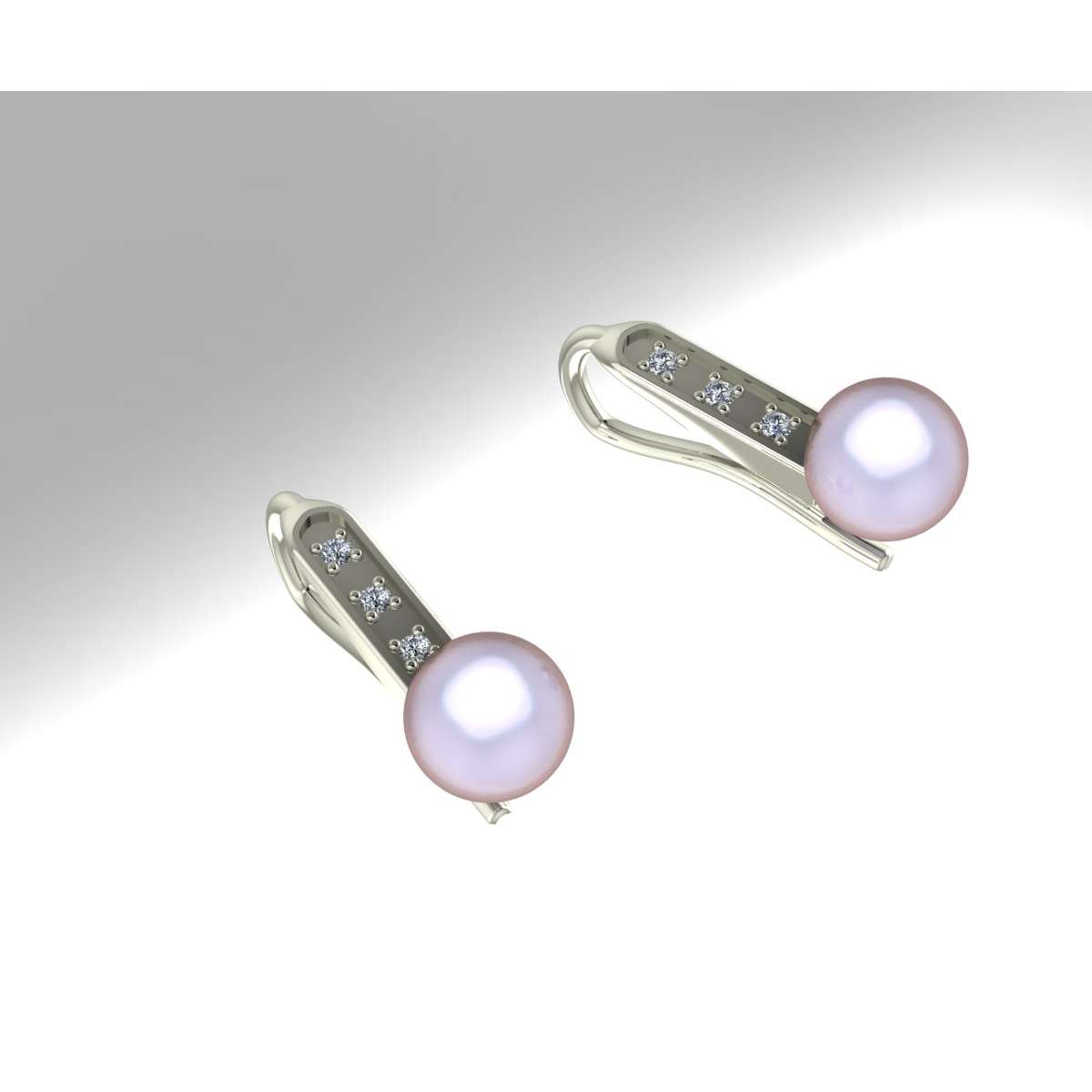 Small earrings with pearls and diamonds ct. 0.01 g-vs1