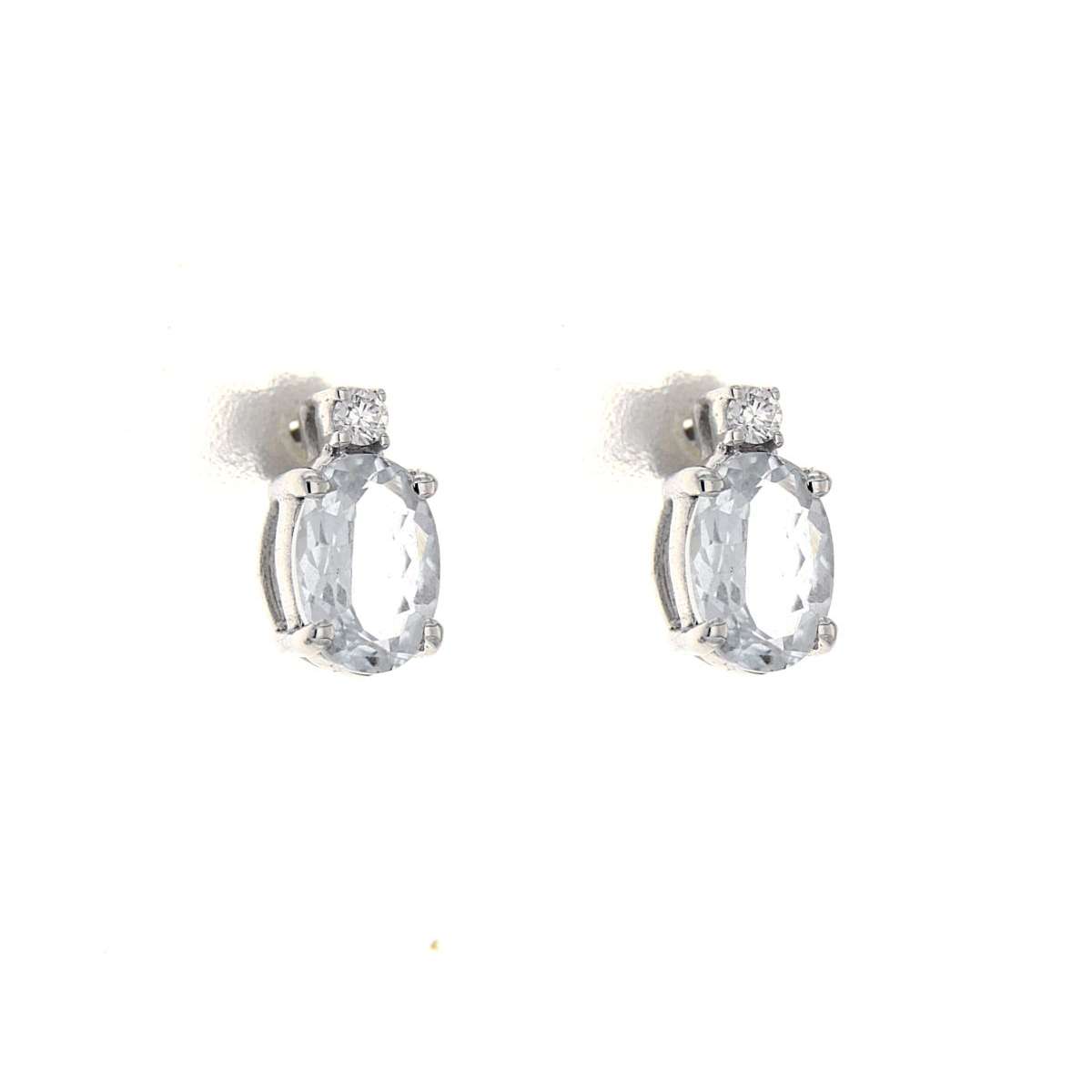 Earrings with light blue aquamarine ct 1.22 and diamonds ct 0.06 G-VS1