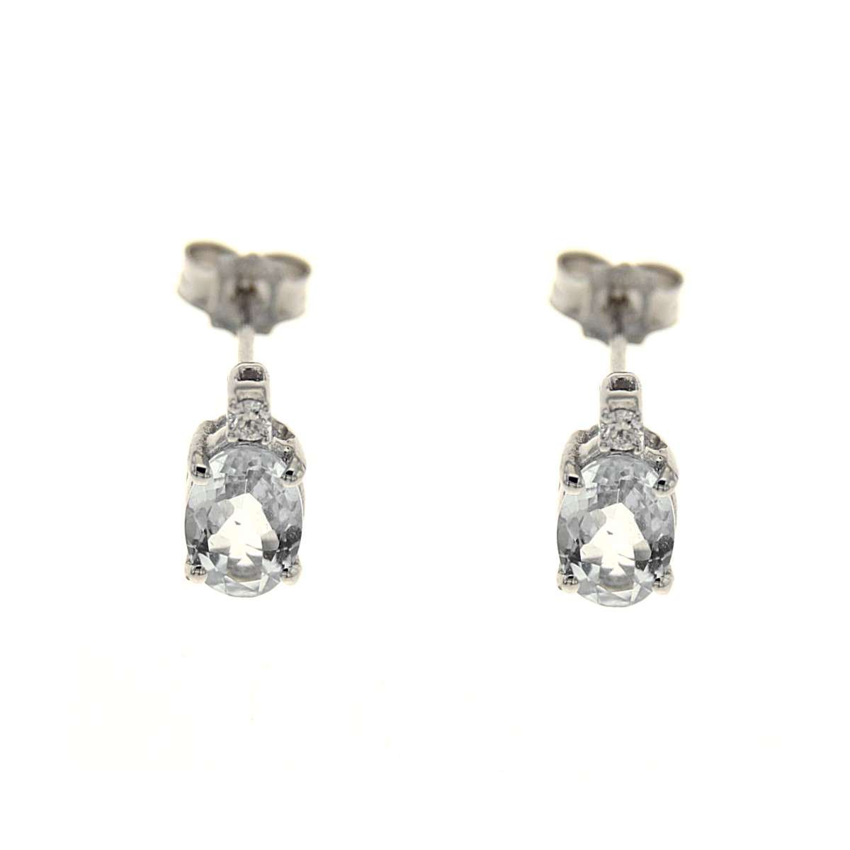 Earrings with light blue aquamarine ct 1.22 and diamonds ct 0.06 G-VS1