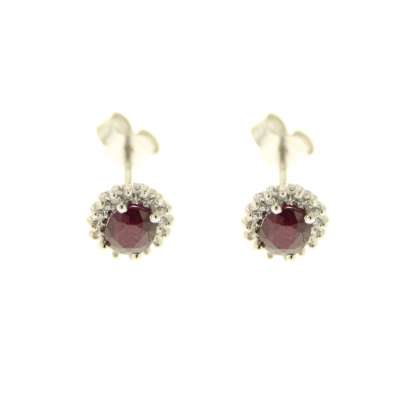 Earrings with oval rubies 0.90 carats diamonds 0.10 g-vs1