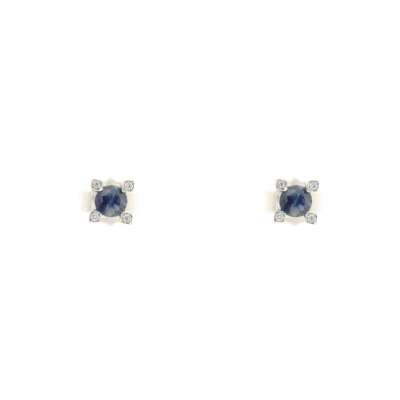 Earrings blue sapphire 0.28 cts. 0.03 ct diamonds G-VS1