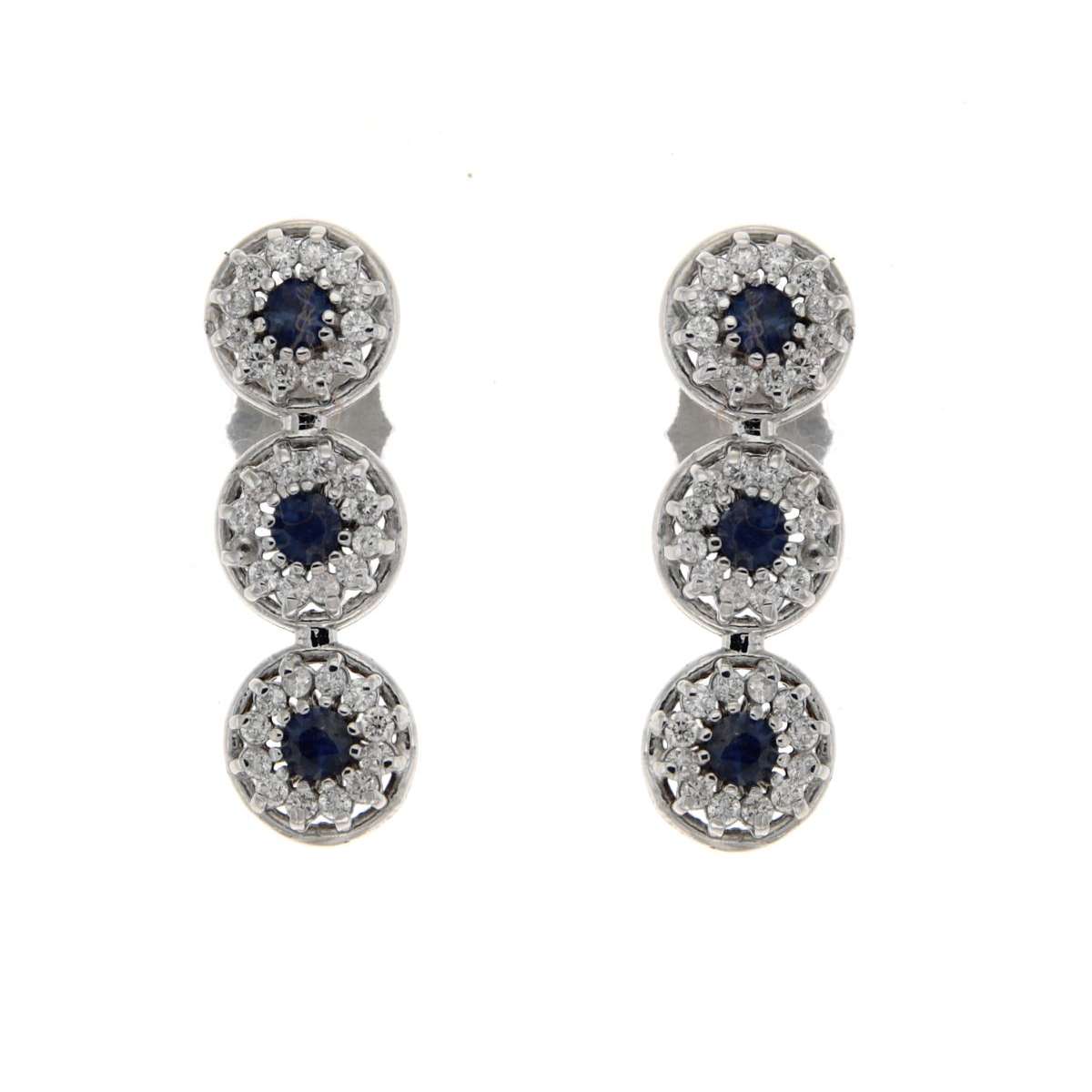 Earrings blue sapphire 0.35 cts. 0.36 carats diamonds G-VS1