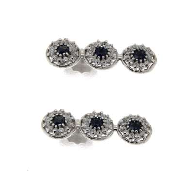 Earrings blue sapphire 0.35 cts. 0.36 carats diamonds G-VS1