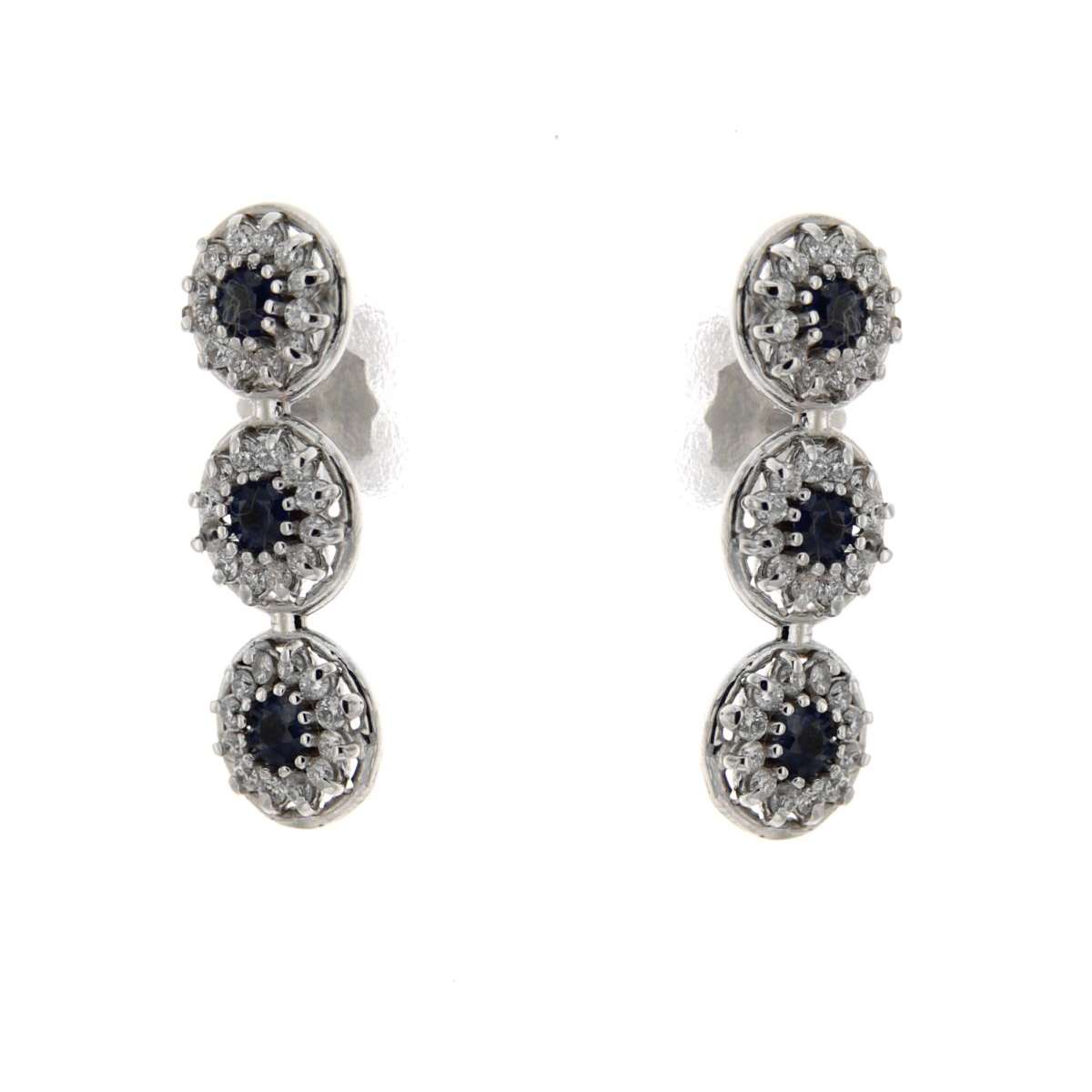 Earrings blue sapphire 0.35 cts. 0.36 carats diamonds G-VS1