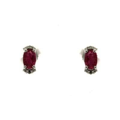 Earrings with oval rubies ct 0.85 and diamonds ct 0.07 g-vs1