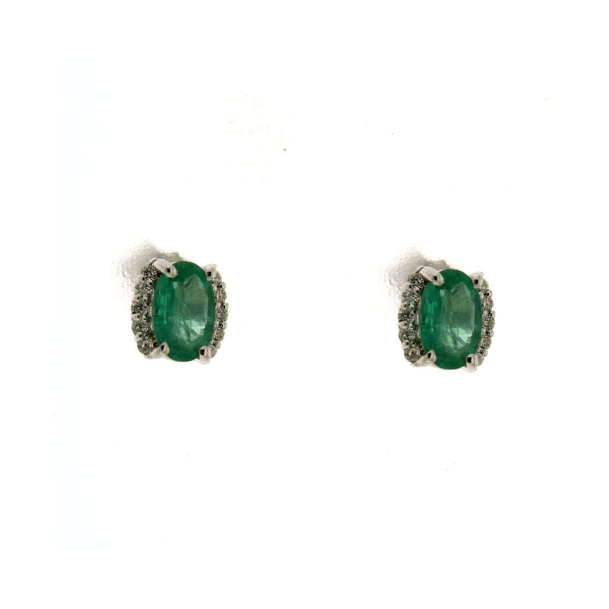 Earrings with emeralds ct 0.70 and diamonds ct 0.10 G-VS1