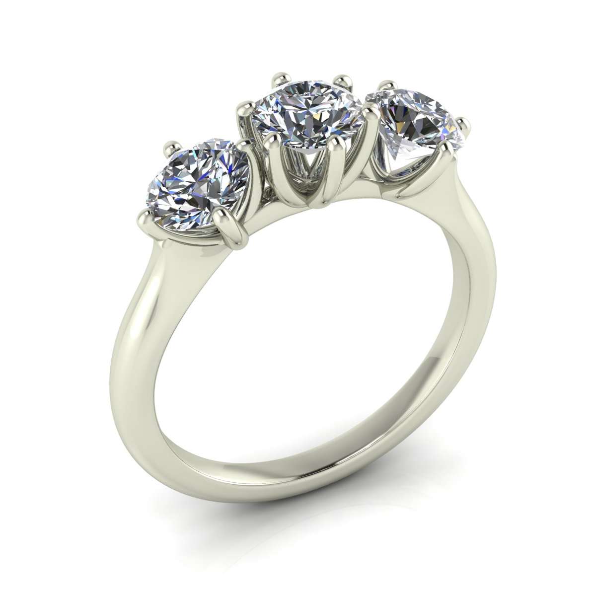 Trilogy ring in white gold diamonds certified GIA 1.50 carats D-VS1