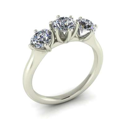 Trilogy ring in white gold diamonds certified GIA 1.50 carats D-VS1