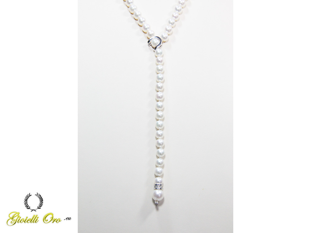 Purelei Collana Crystal Wave Con Perle Keshi E Cristallo Di Rocca, Placcato Oro 18K, Lunghezza Regolabile 40-45 Cm - 3